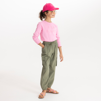 تيشيرت وردي بأكمام طويلة بنقش ترتر للفتيات